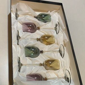 Set of Six Multicolor Wine Glasses